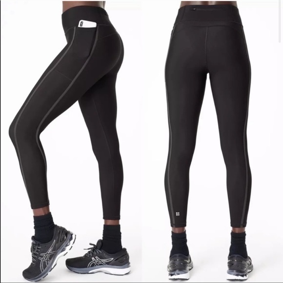New SWEATY BETTY Thermodynamic Leggings Workout Pants Black Women’s Size Large - Picture 1 of 5